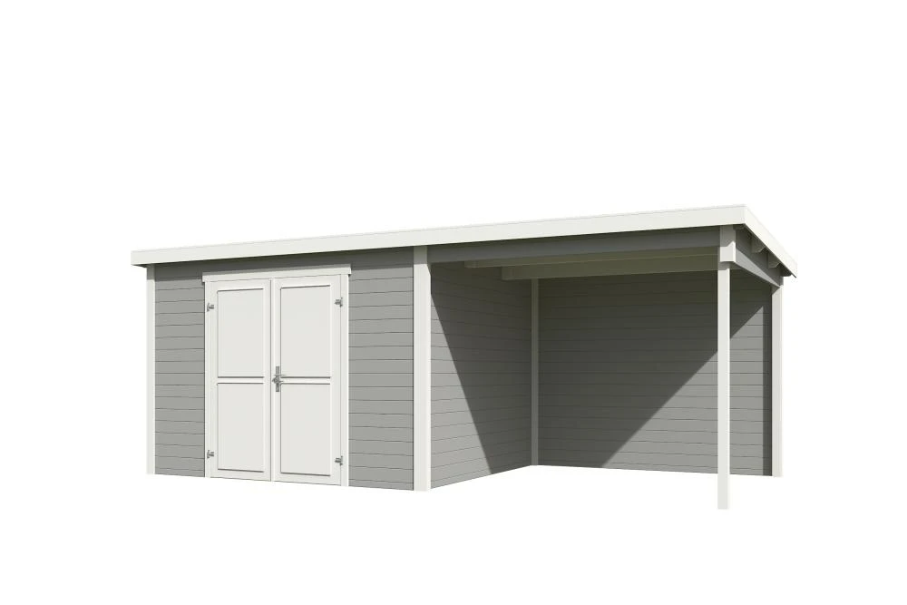Outdoor Life Blokhut Kjeld Met Overkapping Platinum Grey-Wit 550 x 250 cm - Afbeelding 3